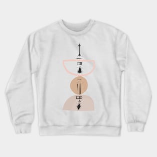 Boho Symboles Abstract Shape Tower Warm Toned  minimalist Print Crewneck Sweatshirt